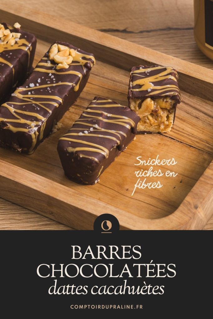 Recette snickers healthy barres chocolatées dattes cacahuetes